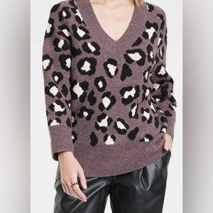 A New Day, Sz Large, Dark Brown, V-Neck Tunic Sweater - NWT